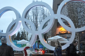 The Olympic Rings in Whistler Village.